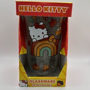 Hello Kitty Fall Glitter‎ Glass Cup NEW NIB
